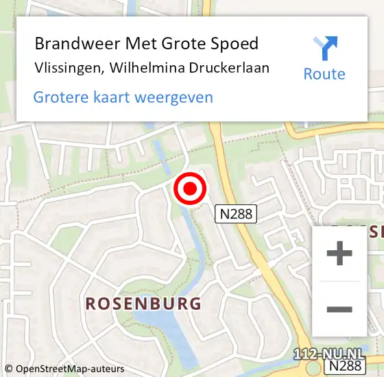 Locatie op kaart van de 112 melding: Brandweer Met Grote Spoed Naar Vlissingen, Wilhelmina Druckerlaan op 25 februari 2019 22:20