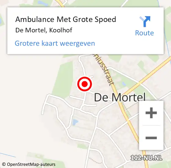 Locatie op kaart van de 112 melding: Ambulance Met Grote Spoed Naar De Mortel, Koolhof op 25 februari 2019 22:37