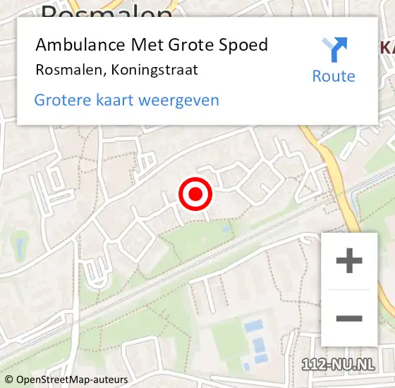 Locatie op kaart van de 112 melding: Ambulance Met Grote Spoed Naar Rosmalen, Koningstraat op 25 februari 2019 23:33