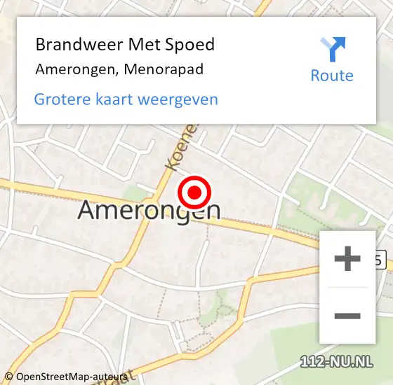 Locatie op kaart van de 112 melding: Brandweer Met Spoed Naar Amerongen, Menorapad op 26 februari 2019 05:05