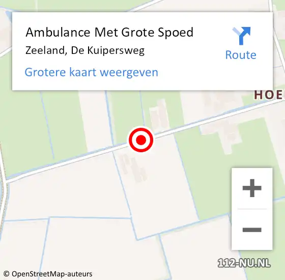 Locatie op kaart van de 112 melding: Ambulance Met Grote Spoed Naar Zeeland, De Kuipersweg op 26 februari 2019 06:55