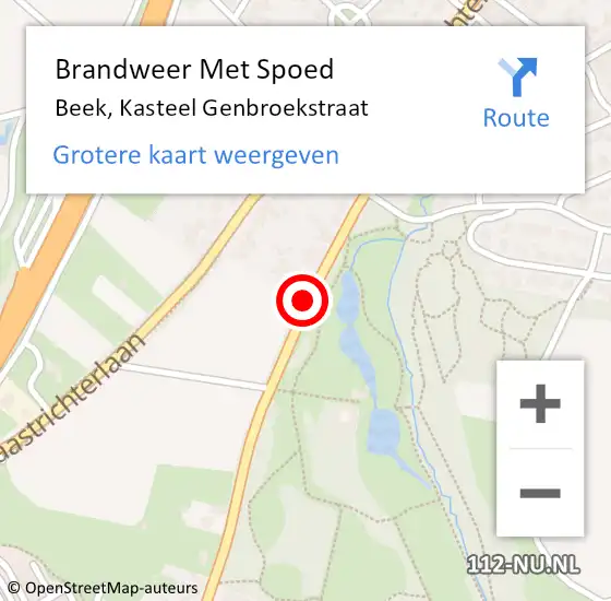 Locatie op kaart van de 112 melding: Brandweer Met Spoed Naar Beek, Kasteel Genbroekstraat op 26 februari 2019 07:28