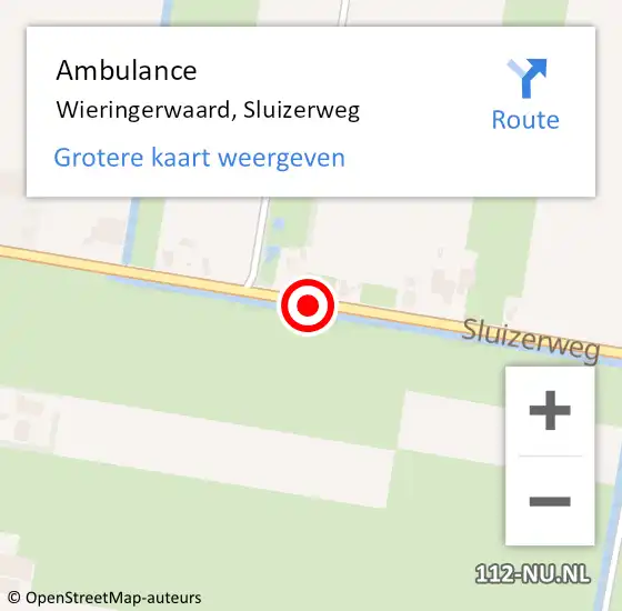 Locatie op kaart van de 112 melding: Ambulance Wieringerwaard, Sluizerweg op 26 februari 2019 07:51