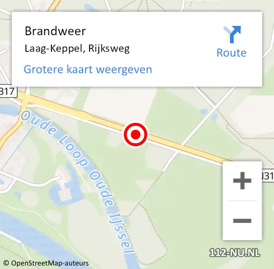 Locatie op kaart van de 112 melding: Brandweer Laag-Keppel, Rijksweg op 26 februari 2019 08:04