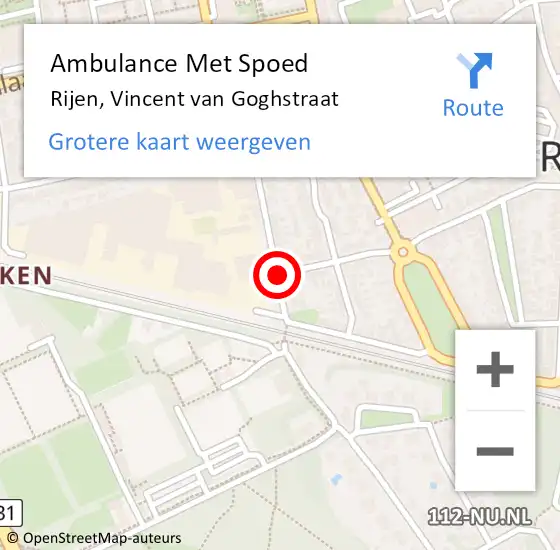 Locatie op kaart van de 112 melding: Ambulance Met Spoed Naar Rijen, Vincent van Goghstraat op 26 februari 2019 08:08