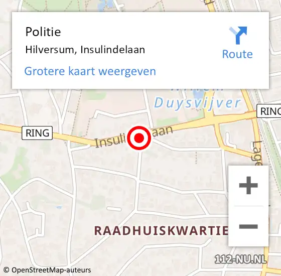 Locatie op kaart van de 112 melding: Politie Hilversum, Insulindelaan op 26 februari 2019 08:22