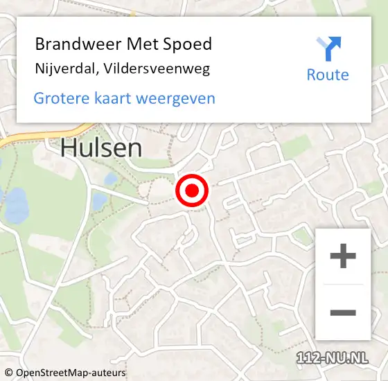 Locatie op kaart van de 112 melding: Brandweer Met Spoed Naar Nijverdal, Vildersveenweg op 26 februari 2019 08:36