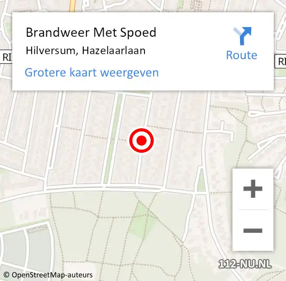 Locatie op kaart van de 112 melding: Brandweer Met Spoed Naar Hilversum, Hazelaarlaan op 26 februari 2019 08:50