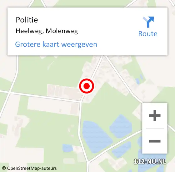 Locatie op kaart van de 112 melding: Politie Heelweg, Molenweg op 26 februari 2019 08:53