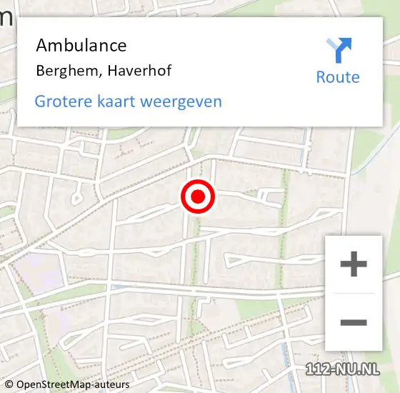 Locatie op kaart van de 112 melding: Ambulance Berghem, Haverhof op 26 februari 2019 09:47