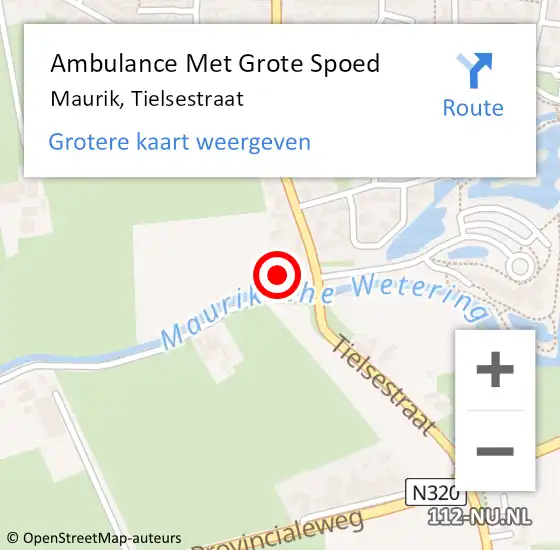 Locatie op kaart van de 112 melding: Ambulance Met Grote Spoed Naar Maurik, Tielsestraat op 24 maart 2014 18:15