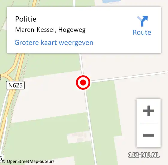 Locatie op kaart van de 112 melding: Politie Maren-Kessel, Hogeweg op 26 februari 2019 11:30