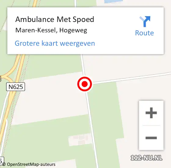 Locatie op kaart van de 112 melding: Ambulance Met Spoed Naar Maren-Kessel, Hogeweg op 26 februari 2019 11:30