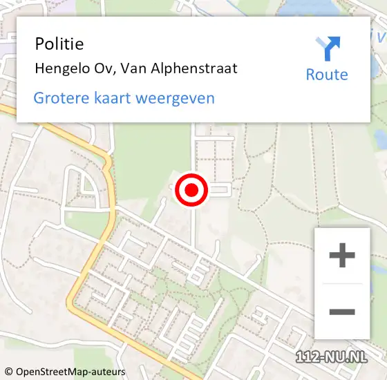 Locatie op kaart van de 112 melding: Politie Hengelo Ov, Van Alphenstraat op 26 februari 2019 12:08