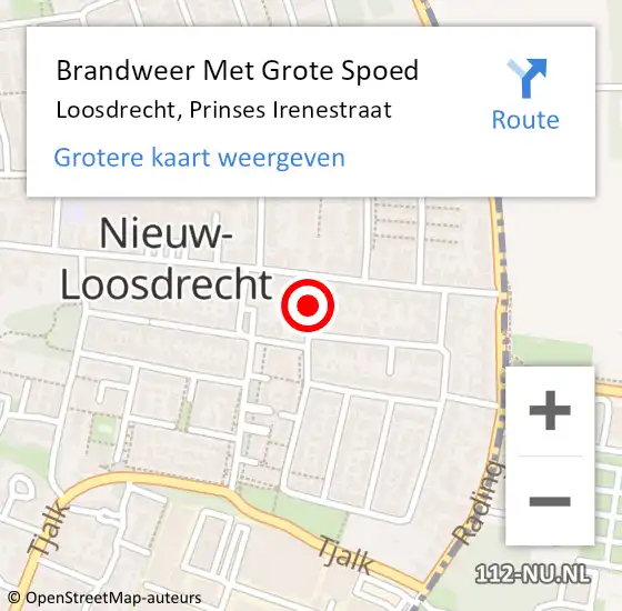 Locatie op kaart van de 112 melding: Brandweer Met Grote Spoed Naar Loosdrecht, Prinses Irenestraat op 26 februari 2019 12:57