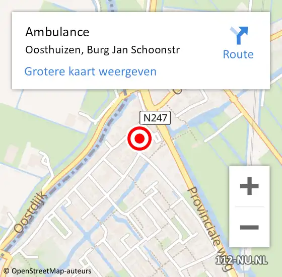 Locatie op kaart van de 112 melding: Ambulance Oosthuizen, Burg Jan Schoonstr op 26 februari 2019 13:10