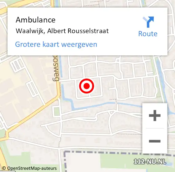 Locatie op kaart van de 112 melding: Ambulance Waalwijk, Albert Rousselstraat op 26 februari 2019 13:21