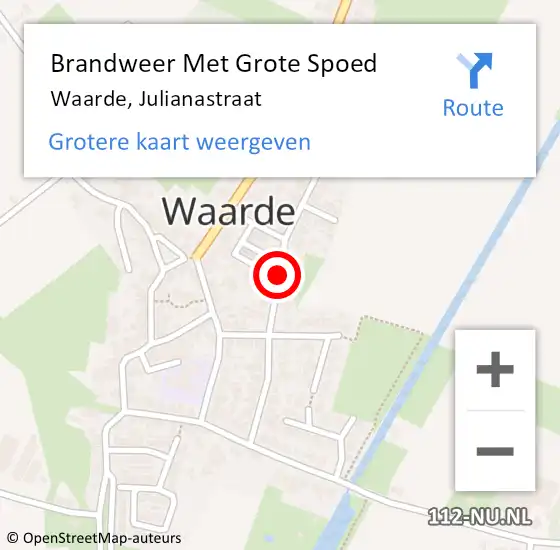Locatie op kaart van de 112 melding: Brandweer Met Grote Spoed Naar Waarde, Julianastraat op 26 februari 2019 13:25