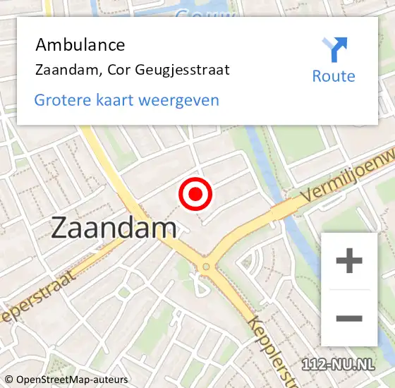 Locatie op kaart van de 112 melding: Ambulance Zaandam, Cor Geugjesstraat op 26 februari 2019 13:38