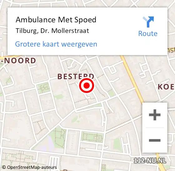 Locatie op kaart van de 112 melding: Ambulance Met Spoed Naar Tilburg, Dr. Mollerstraat op 26 februari 2019 14:07