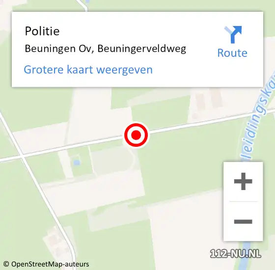 Locatie op kaart van de 112 melding: Politie Beuningen Ov, Beuningerveldweg op 26 februari 2019 14:12