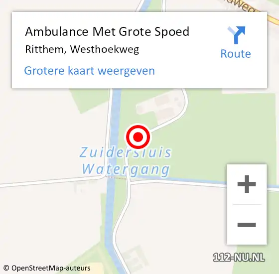 Locatie op kaart van de 112 melding: Ambulance Met Grote Spoed Naar Ritthem, Westhoekweg op 26 september 2013 13:35