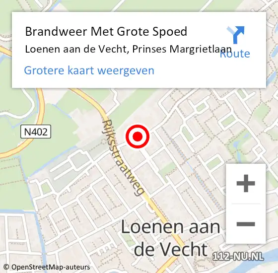 Locatie op kaart van de 112 melding: Brandweer Met Grote Spoed Naar Loenen aan de Vecht, Prinses Margrietlaan op 26 februari 2019 15:20