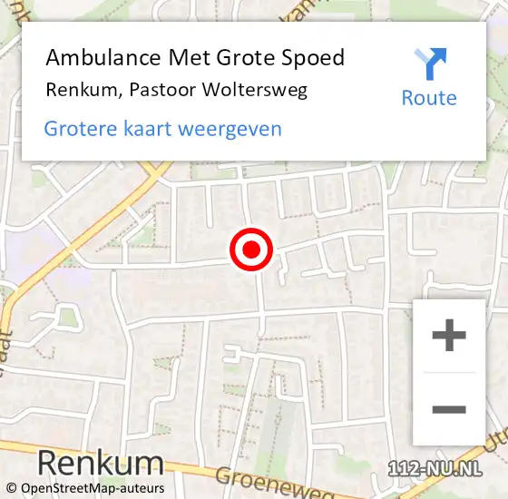 Locatie op kaart van de 112 melding: Ambulance Met Grote Spoed Naar Renkum, Pastoor Woltersweg op 26 februari 2019 15:37