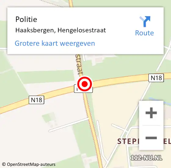 Locatie op kaart van de 112 melding: Politie Haaksbergen, Hengelosestraat op 26 februari 2019 15:42