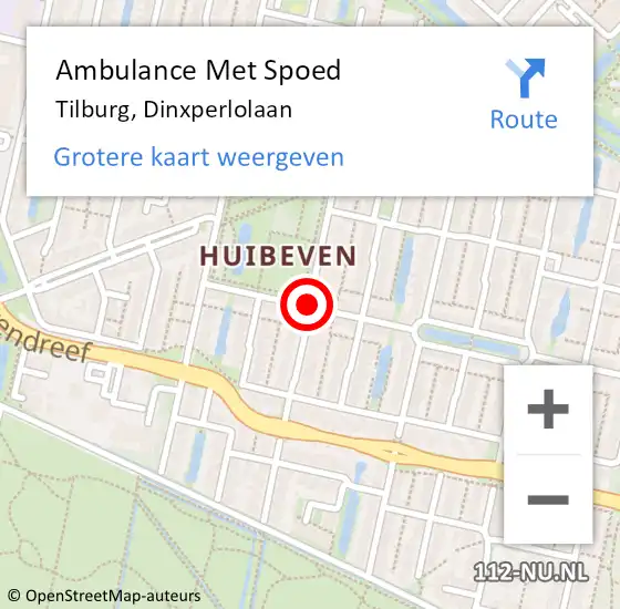 Locatie op kaart van de 112 melding: Ambulance Met Spoed Naar Tilburg, Dinxperlolaan op 26 februari 2019 15:48