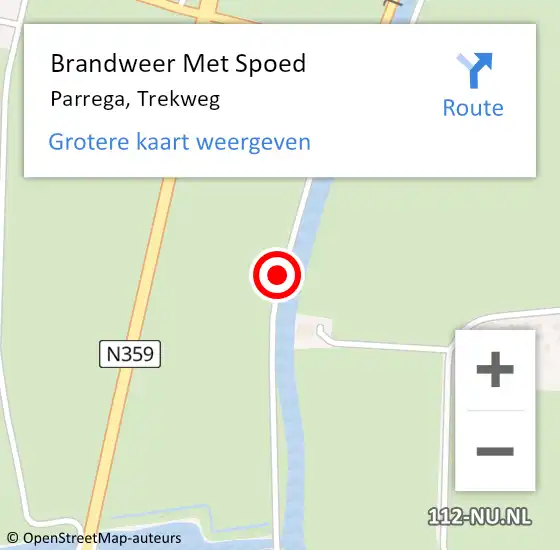 Locatie op kaart van de 112 melding: Brandweer Met Spoed Naar Parrega, Trekweg op 26 februari 2019 15:51