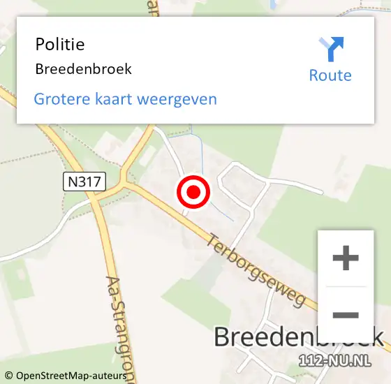 Locatie op kaart van de 112 melding: Politie Breedenbroek op 26 februari 2019 16:09