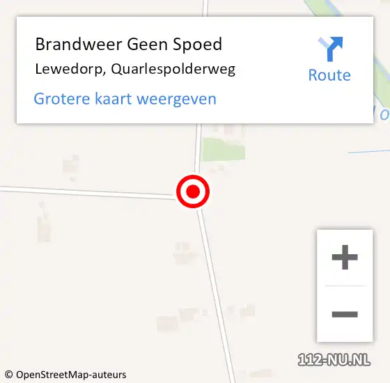 Locatie op kaart van de 112 melding: Brandweer Geen Spoed Naar Lewedorp, Quarlespolderweg op 26 februari 2019 16:13