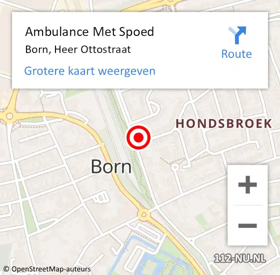 Locatie op kaart van de 112 melding: Ambulance Met Spoed Naar Born, Heer Ottostraat op 24 maart 2014 18:34