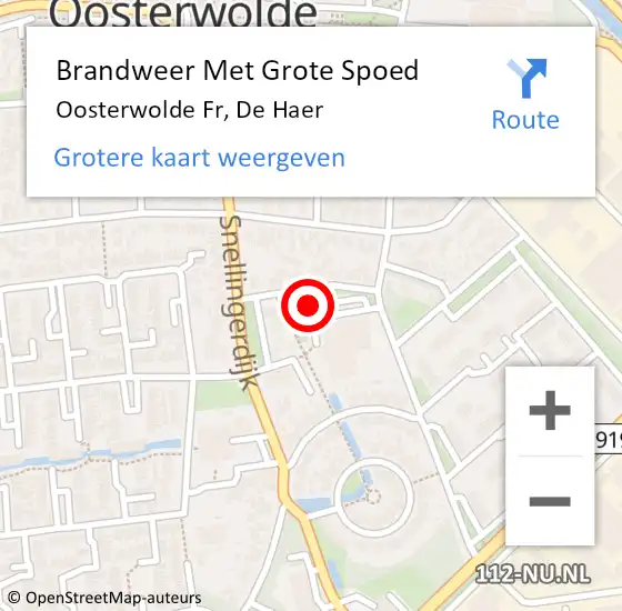 Locatie op kaart van de 112 melding: Brandweer Met Grote Spoed Naar Oosterwolde Fr, De Haer op 26 februari 2019 16:33