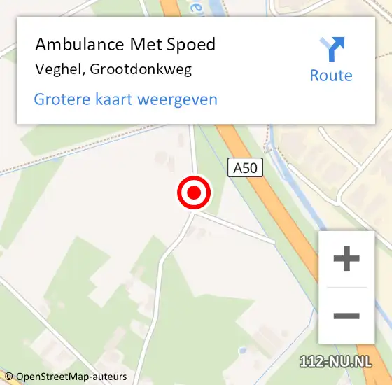 Locatie op kaart van de 112 melding: Ambulance Met Spoed Naar Veghel, Grootdonkweg op 26 februari 2019 17:43