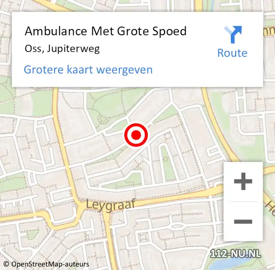 Locatie op kaart van de 112 melding: Ambulance Met Grote Spoed Naar Oss, Jupiterweg op 26 februari 2019 19:02