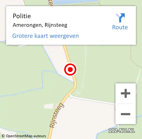 Locatie op kaart van de 112 melding: Politie Amerongen, Rijnsteeg op 26 februari 2019 21:05