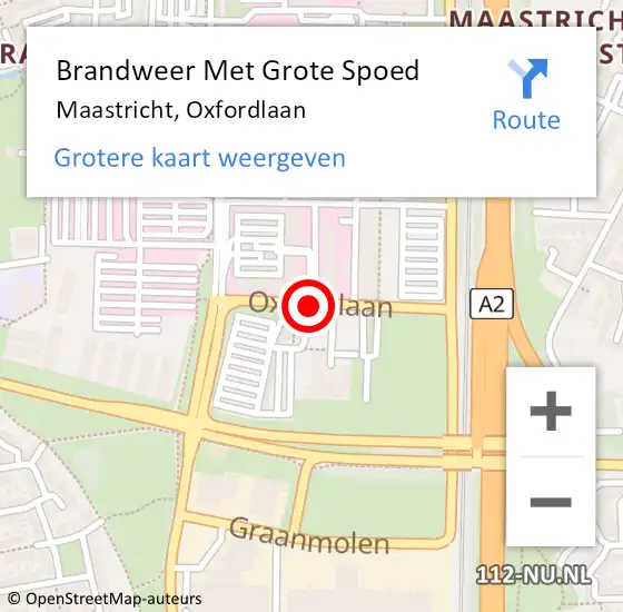 Locatie op kaart van de 112 melding: Brandweer Met Grote Spoed Naar Maastricht, Oxfordlaan op 26 februari 2019 21:08