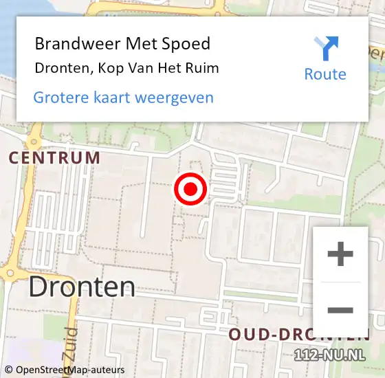 Locatie op kaart van de 112 melding: Brandweer Met Spoed Naar Dronten, Kop Van Het Ruim op 26 februari 2019 22:00