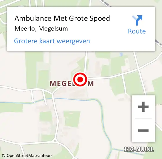 Locatie op kaart van de 112 melding: Ambulance Met Grote Spoed Naar Meerlo, Megelsum op 26 februari 2019 22:33