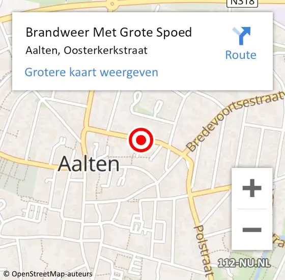 Locatie op kaart van de 112 melding: Brandweer Met Grote Spoed Naar Aalten, Oosterkerkstraat op 27 februari 2019 00:49