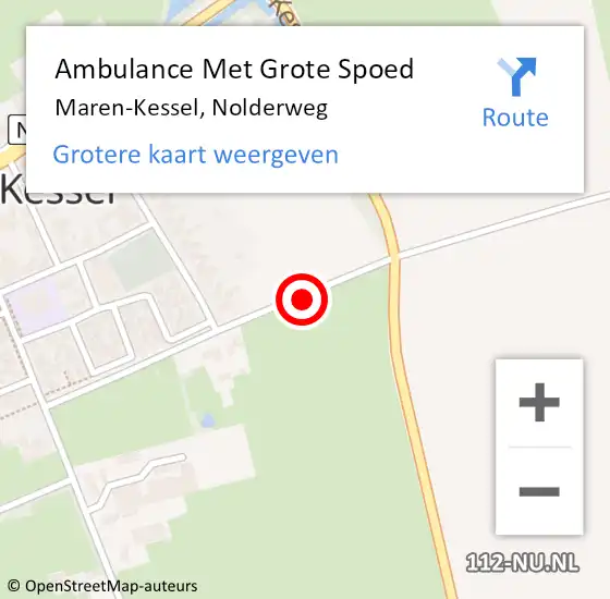 Locatie op kaart van de 112 melding: Ambulance Met Grote Spoed Naar Maren-Kessel, Nolderweg op 27 februari 2019 04:13