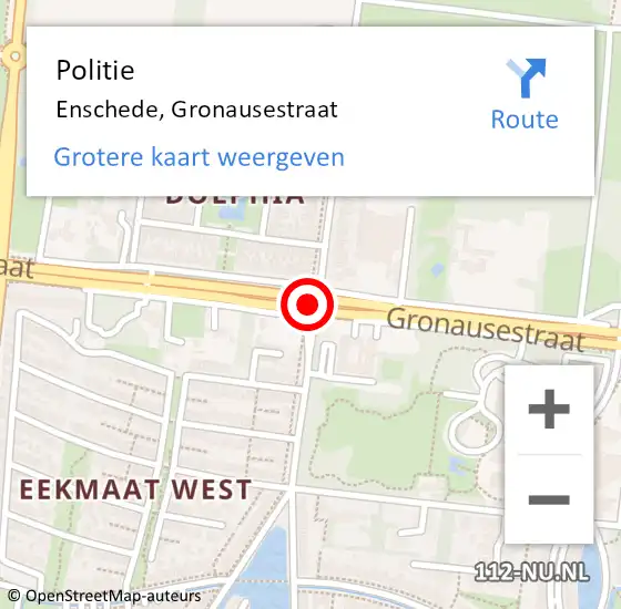 Locatie op kaart van de 112 melding: Politie Enschede, Gronausestraat op 27 februari 2019 06:48