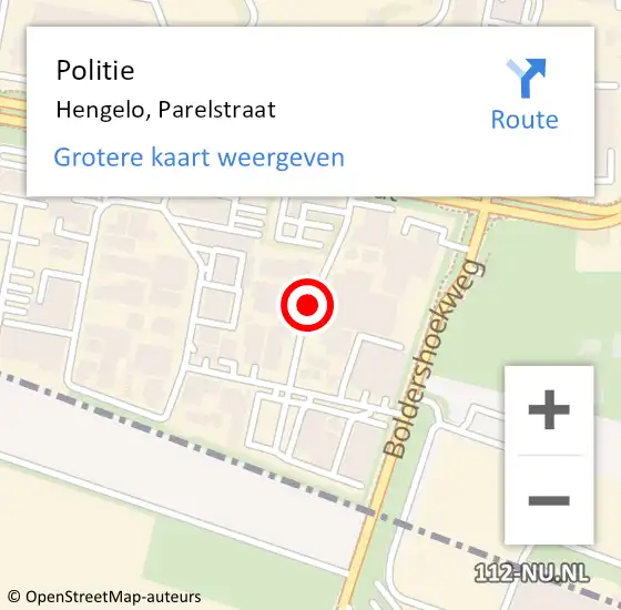 Locatie op kaart van de 112 melding: Politie Hengelo Ov, Parelstraat op 27 februari 2019 07:43