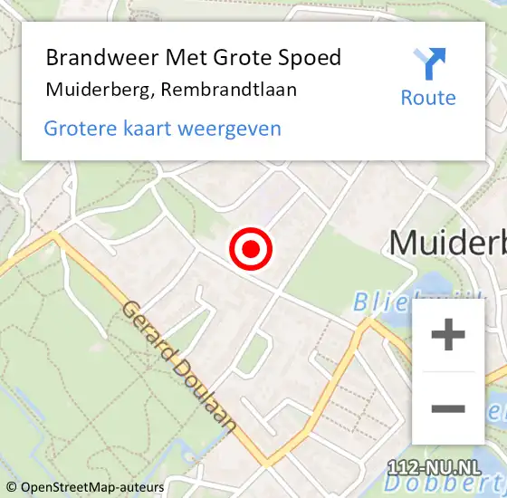 Locatie op kaart van de 112 melding: Brandweer Met Grote Spoed Naar Muiderberg, Rembrandtlaan op 27 februari 2019 08:32