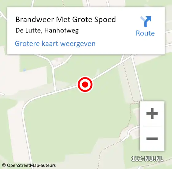 Locatie op kaart van de 112 melding: Brandweer Met Grote Spoed Naar De Lutte, Hanhofweg op 27 februari 2019 09:41