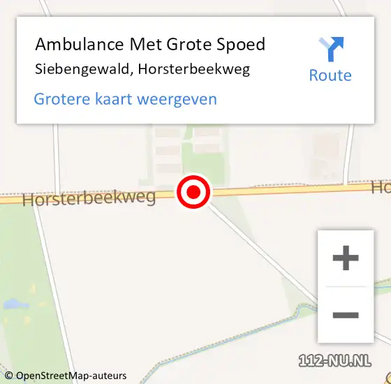 Locatie op kaart van de 112 melding: Ambulance Met Grote Spoed Naar Siebengewald, Horsterbeekweg op 27 februari 2019 10:33