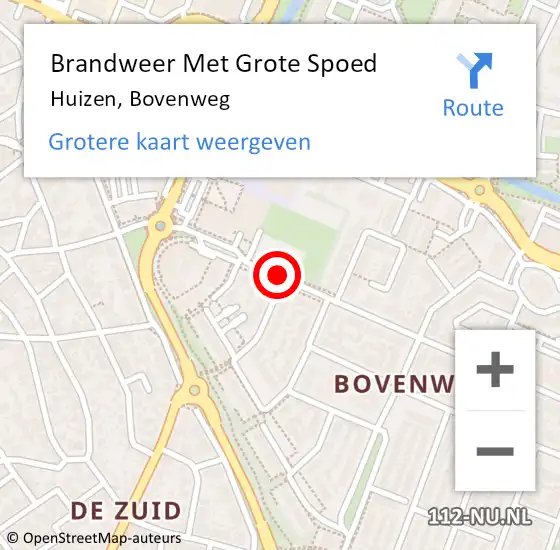 Locatie op kaart van de 112 melding: Brandweer Met Grote Spoed Naar Huizen, Bovenweg op 27 februari 2019 10:47