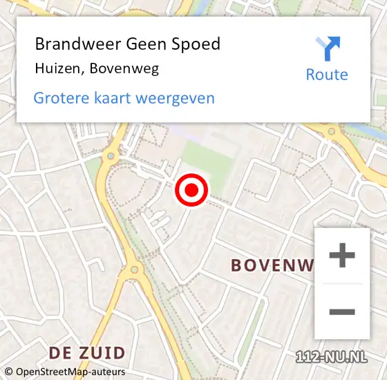 Locatie op kaart van de 112 melding: Brandweer Geen Spoed Naar Huizen, Bovenweg op 27 februari 2019 10:48